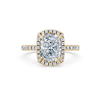 Aurora Petite Halo Cathedral Ring (Cushion) – Natural Diamond Melee