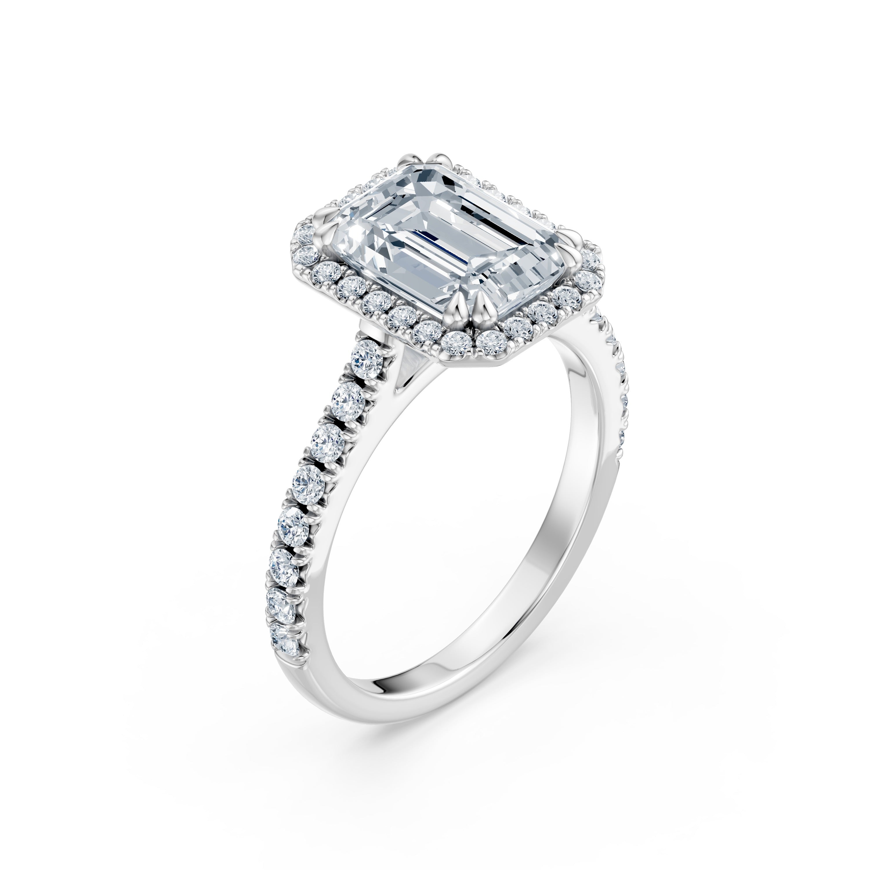 Osirus Rings Aurora Petite Halo Cathedral Ring (Emerald) – Natural | Osiris Diamonds ...