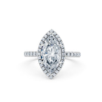 Aurora Petite Halo Cathedral Ring (Marquise) – Natural Diamond Melee