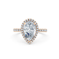 Aurora Petite Halo Cathedral Ring (Pear) – Natural Diamond Melee