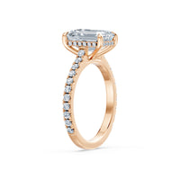 Nova Petite Hidden Halo Cathedral Ring (Emerald) – Lab-Grown Diamond Melee