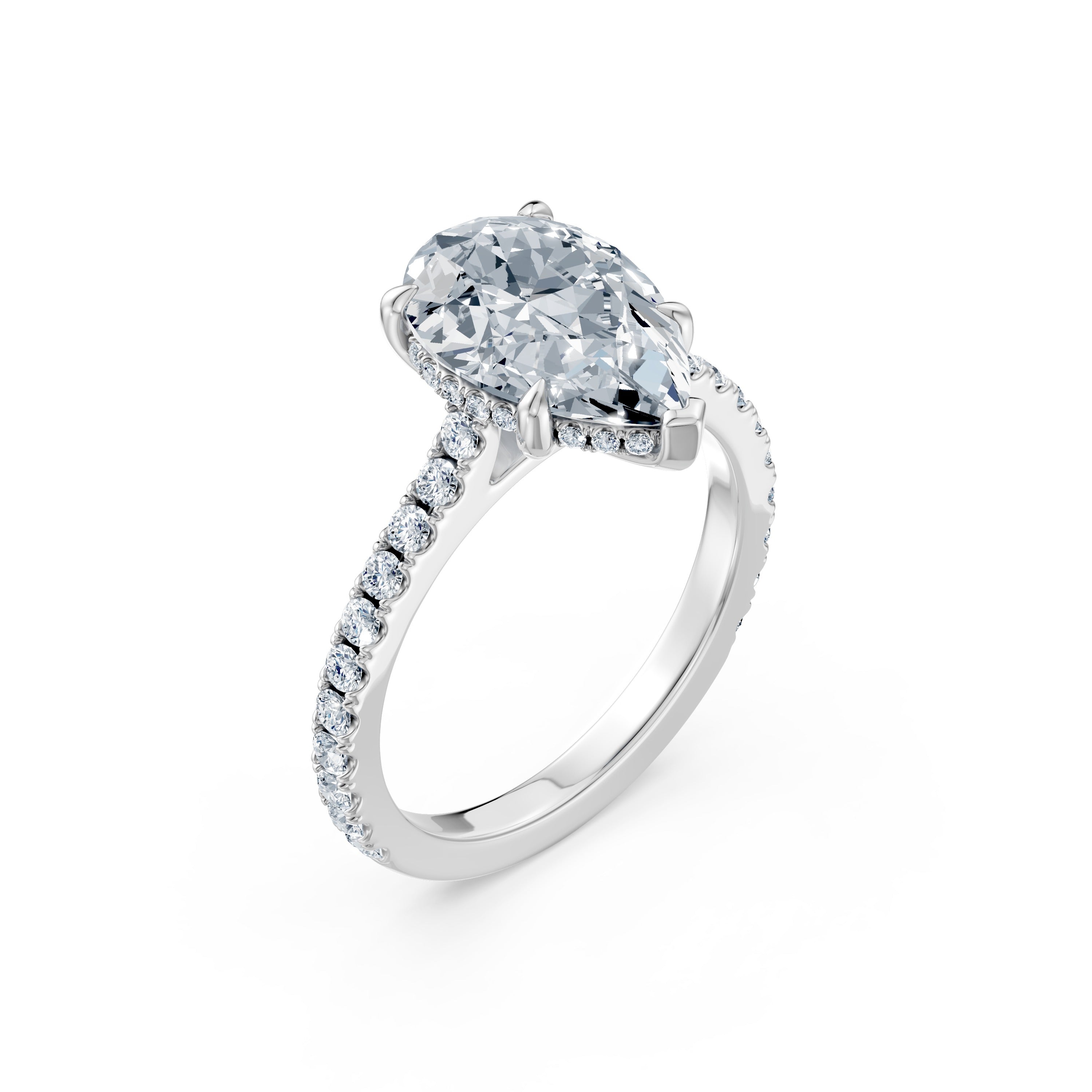 Nova Petite Hidden Halo Cathedral Ring (Pear) – Lab-Grown | Osiris ...