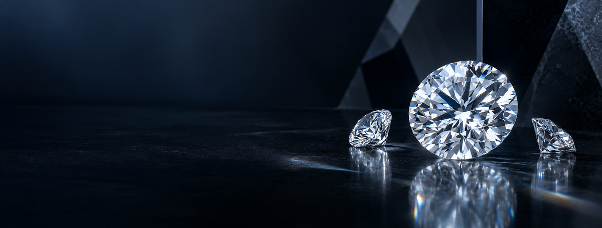 Loose diamonds on a dark navy background for the Osiris Diamonds education blog